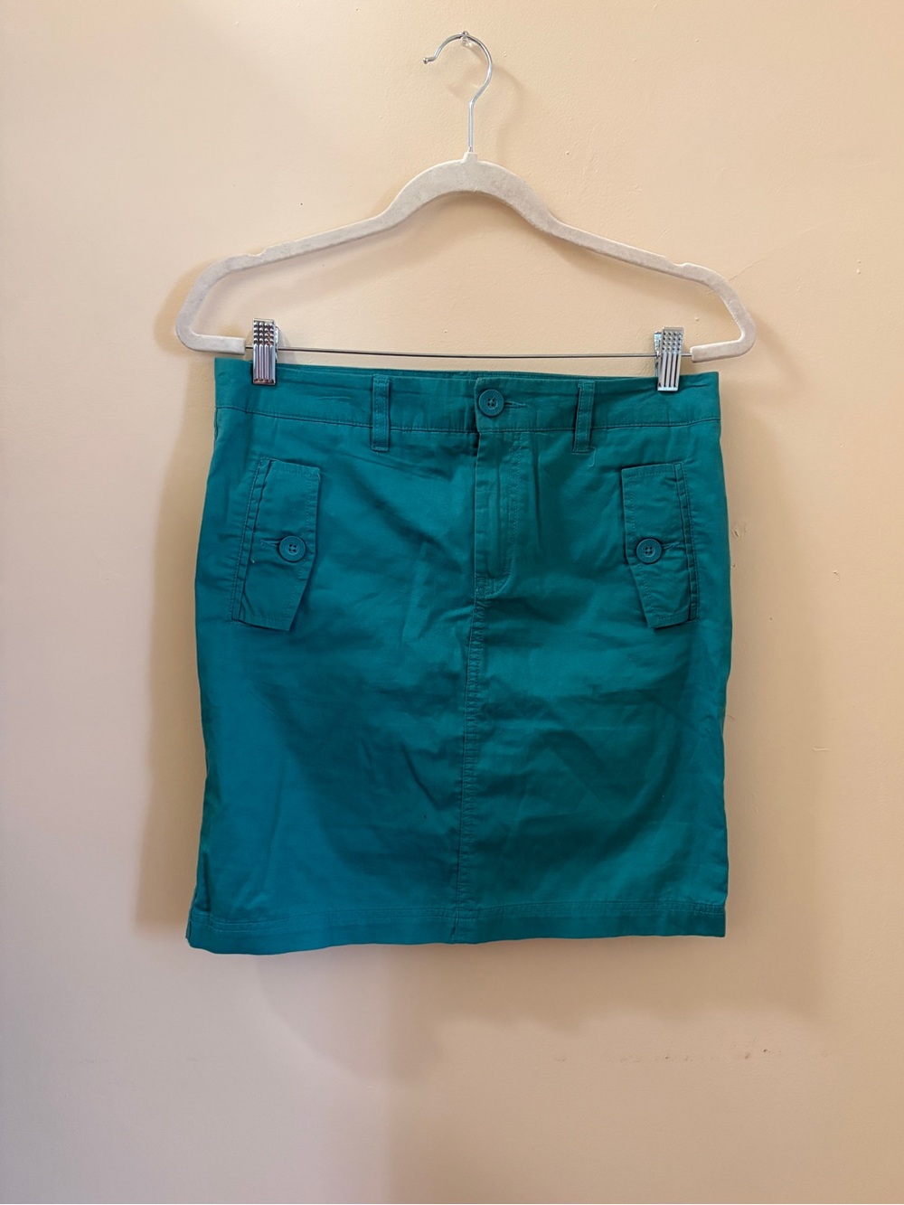 For The Republic teal cotton cargo mini skirt